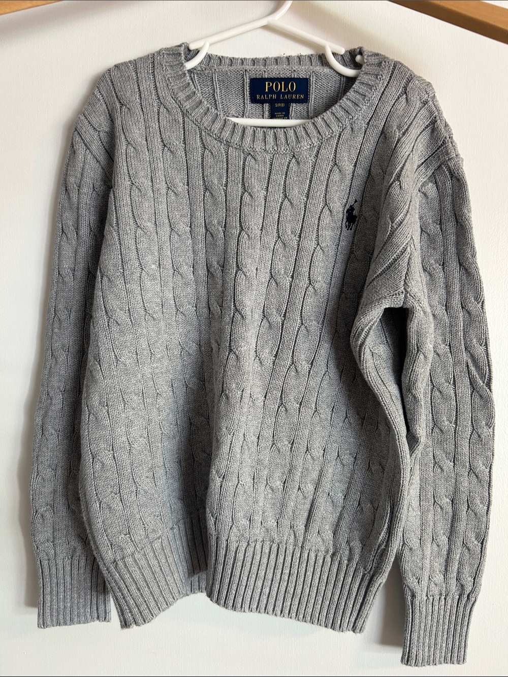 Polo by Ralph Lauren Boys Grey Cable-Knit Crewneck Sweater